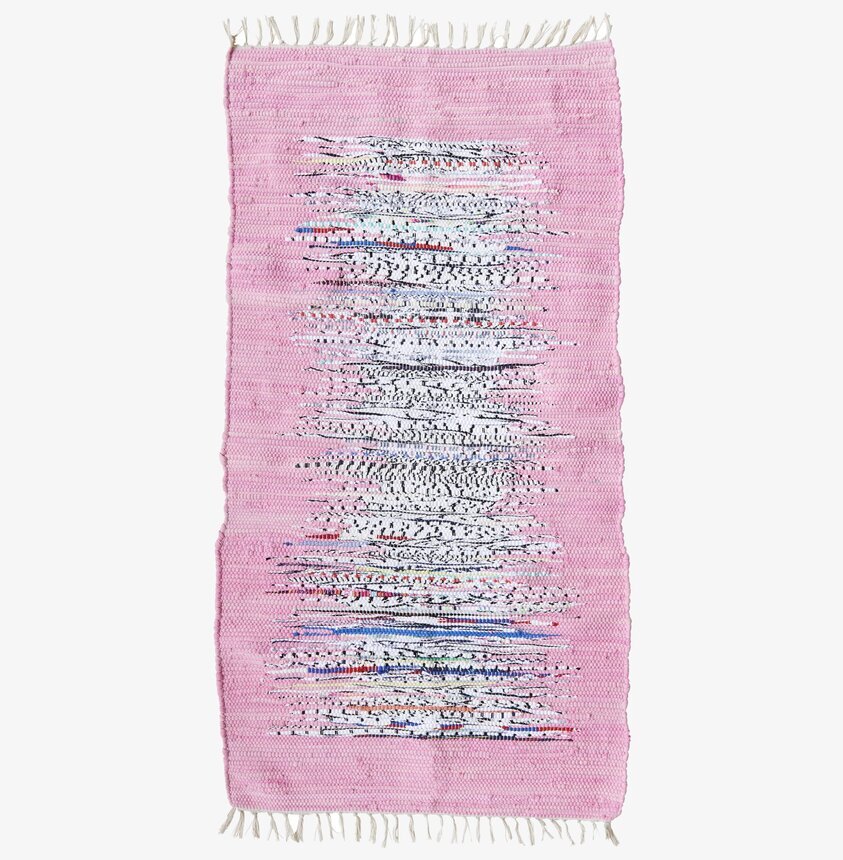 Trasmatta Rosa RICE från Rice med färgglada mönster och fransar