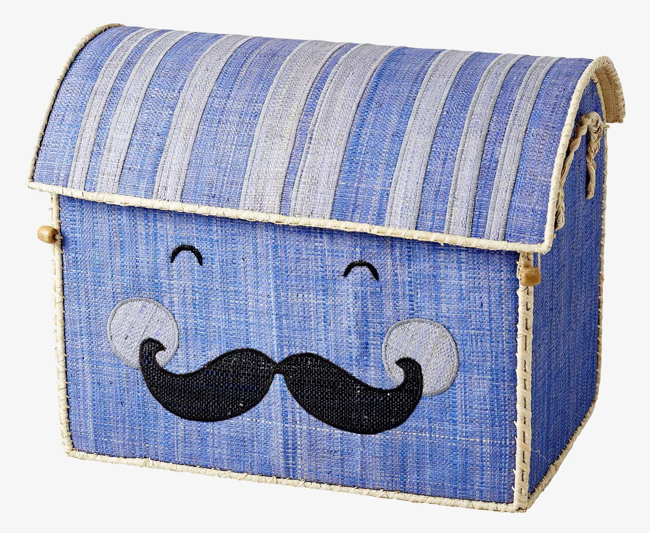 Förvaringskorg Smiling Moustache Medium från Rice, blå korg