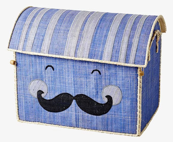 Förvaringskorg Smiling Moustache Medium från Rice, blå korg