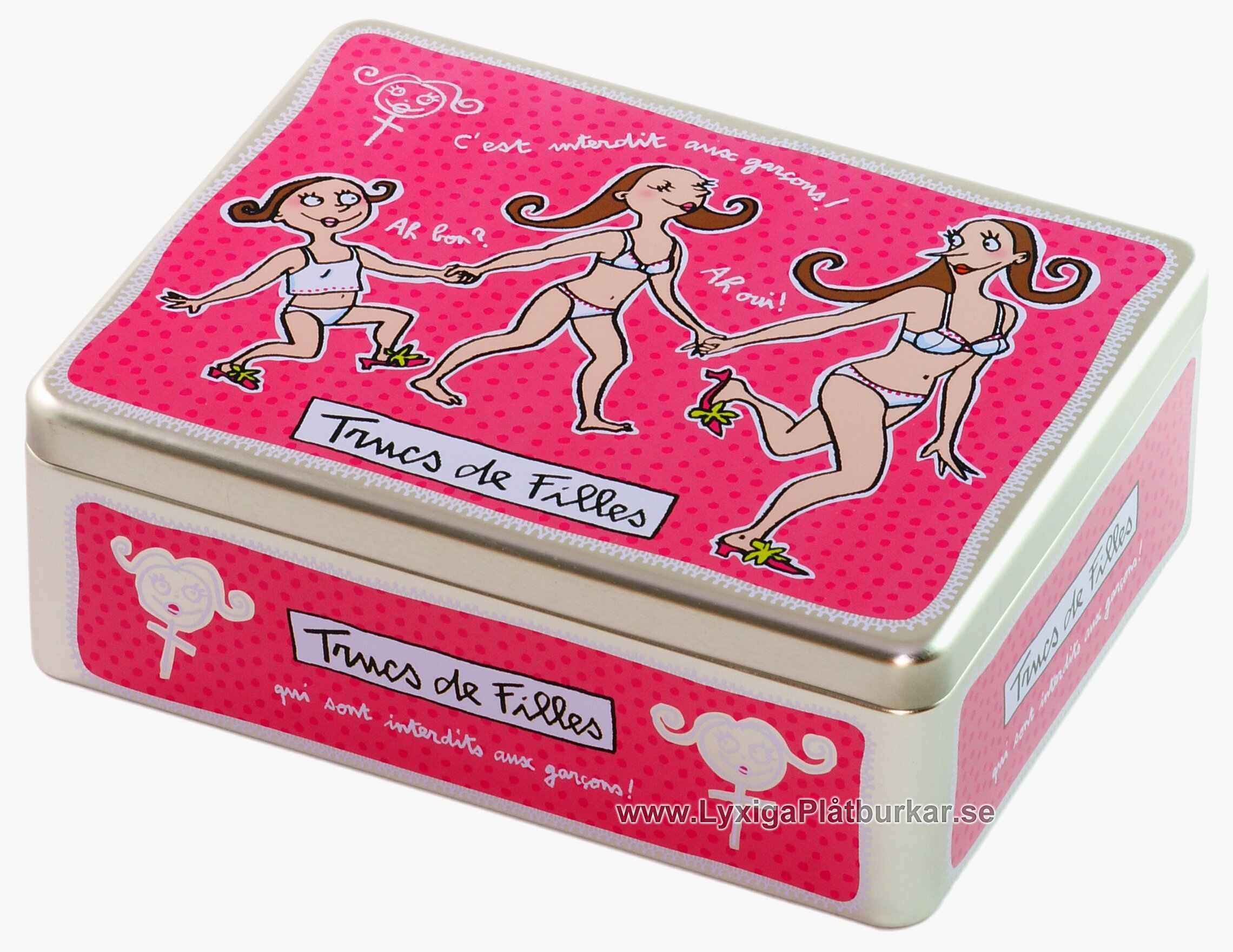 Tjejsaker cerise från Derriére la porte, lekfull plåtlåda