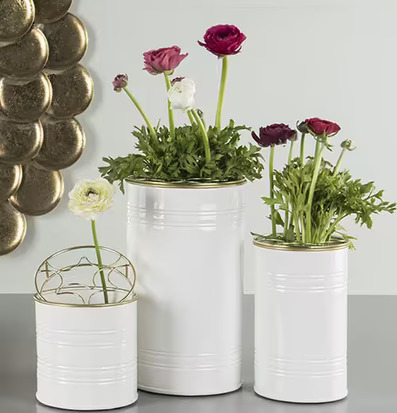 Vas Vit/Guld från A Lot Decoration med blommor i olika färger