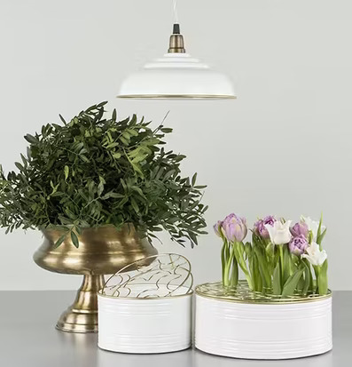 Vas Rund Vit/Guld från A Lot Decoration med eleganta detaljer