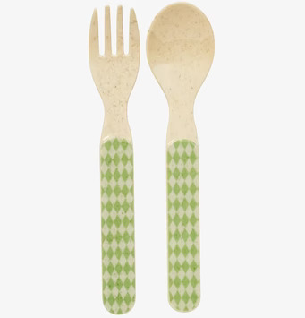 Bestickset Animal print från Rice med grönt rombmönster