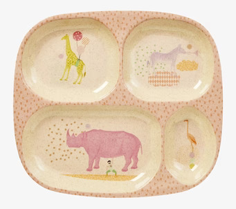 Barntallrik 4-Fack Animal Print från Rice med djurmotiv