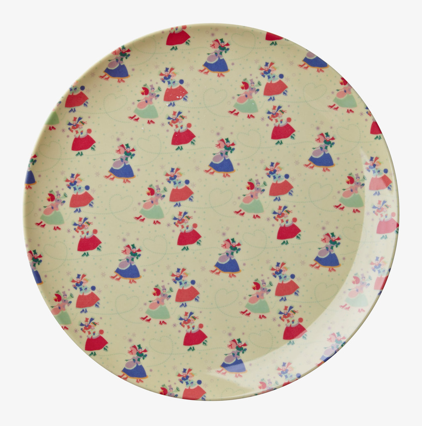 Tallrik Melamin X-mas - Skridskopar från Rice med julmönster