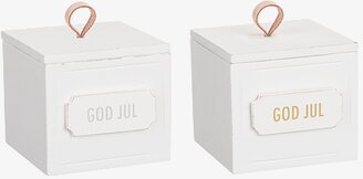 Trälåda God Jul från Different Design med vit yta och text