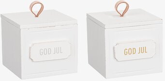 Trälåda God Jul från Different Design med vit yta och text