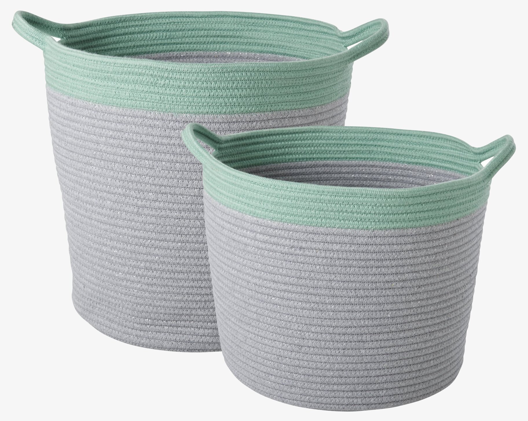 Förvaringskorgar - Grey & Green från Rice, två storlekar