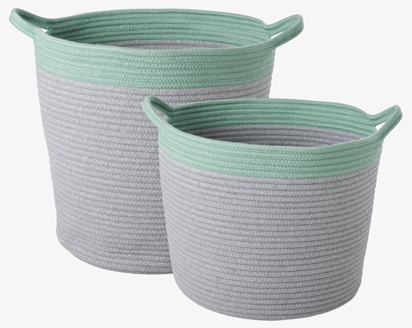 Förvaringskorgar - Grey & Green från Rice, två storlekar