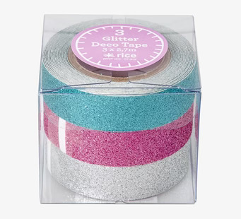 Glitter Deco Tape från Rice i tre färger, 3x2,7 m