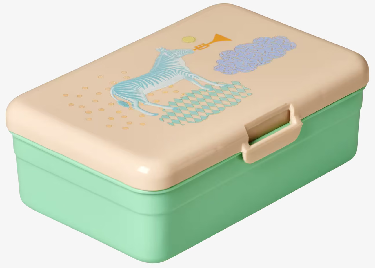 Lunchbox Animal Print L från Rice med pastellgrön botten