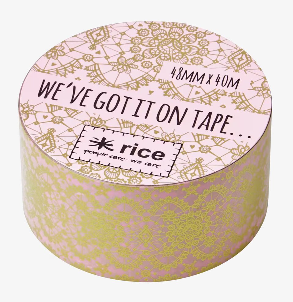 Tejp - Lace Print från Rice med gyllene spetsmönster