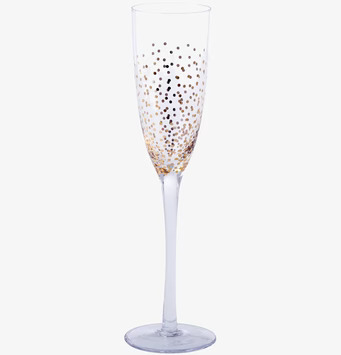Champagneglas Gold Dots från Rice med gyllene prickar