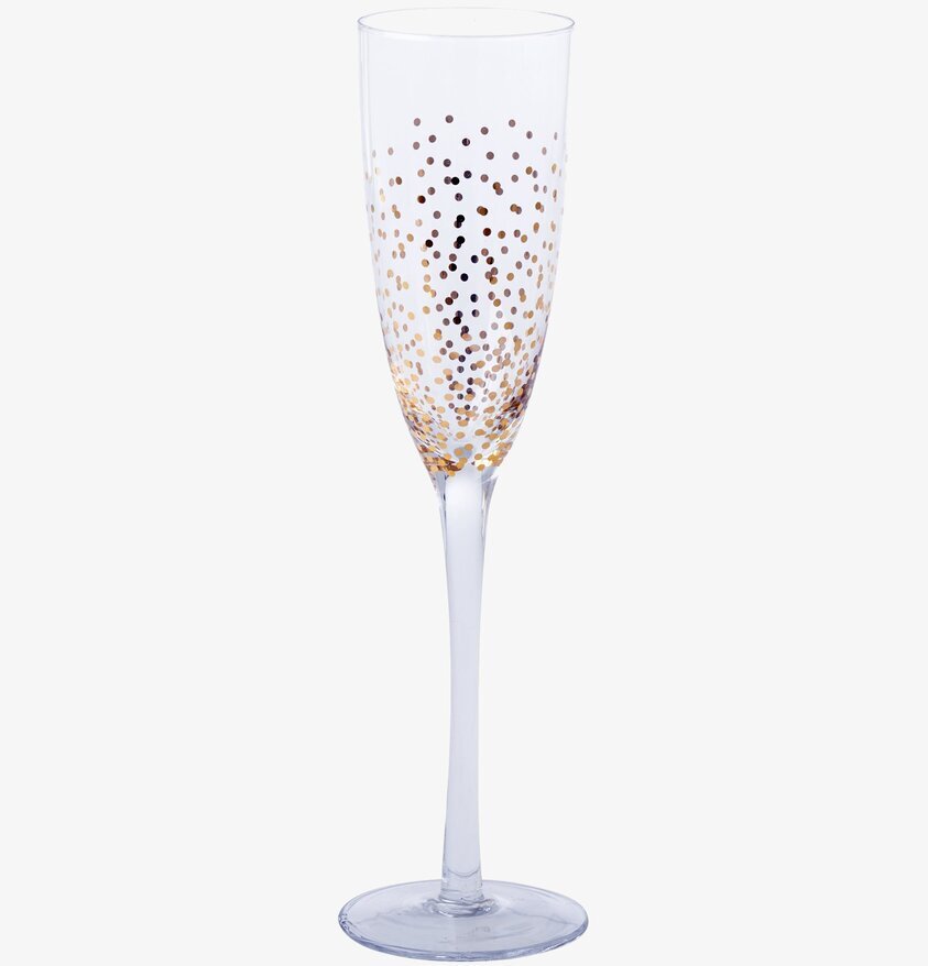 Champagneglas Gold Dots från Rice med gyllene prickar
