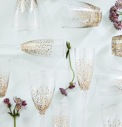 Champagneglas Gold Dots från Rice med gyllene prickar