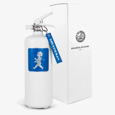 Brandsläckare 2kg Vit/Blå från Solstickan med blå etikett