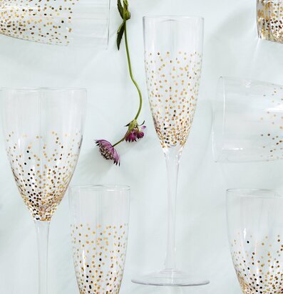 Champagneglas Gold Dots från Rice med gyllene prickar