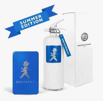 Brandsläckare 2kg Vit/Blå från Solstickan med brandfilt