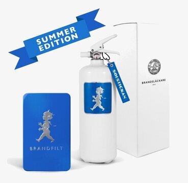 Brandsläckare 2kg Vit/Blå från Solstickan med brandfilt