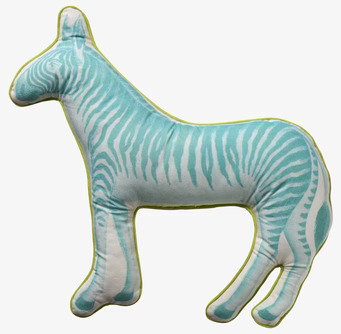 Kudde Digitalprint Zebra från Rice med zebramönster i turkos