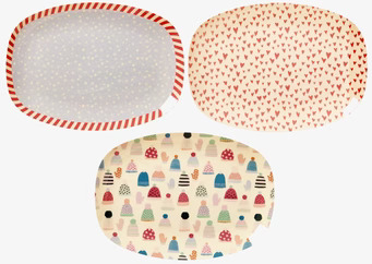 Liten Tallrik X-Mas Mössor & Vantar från Rice, 3-pack