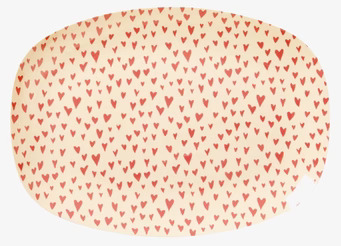 Liten Tallrik X-Mas Hjärtan från Rice med röda hjärtan