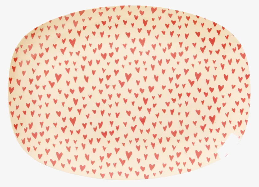 Liten Tallrik X-Mas Hjärtan från Rice med röda hjärtan