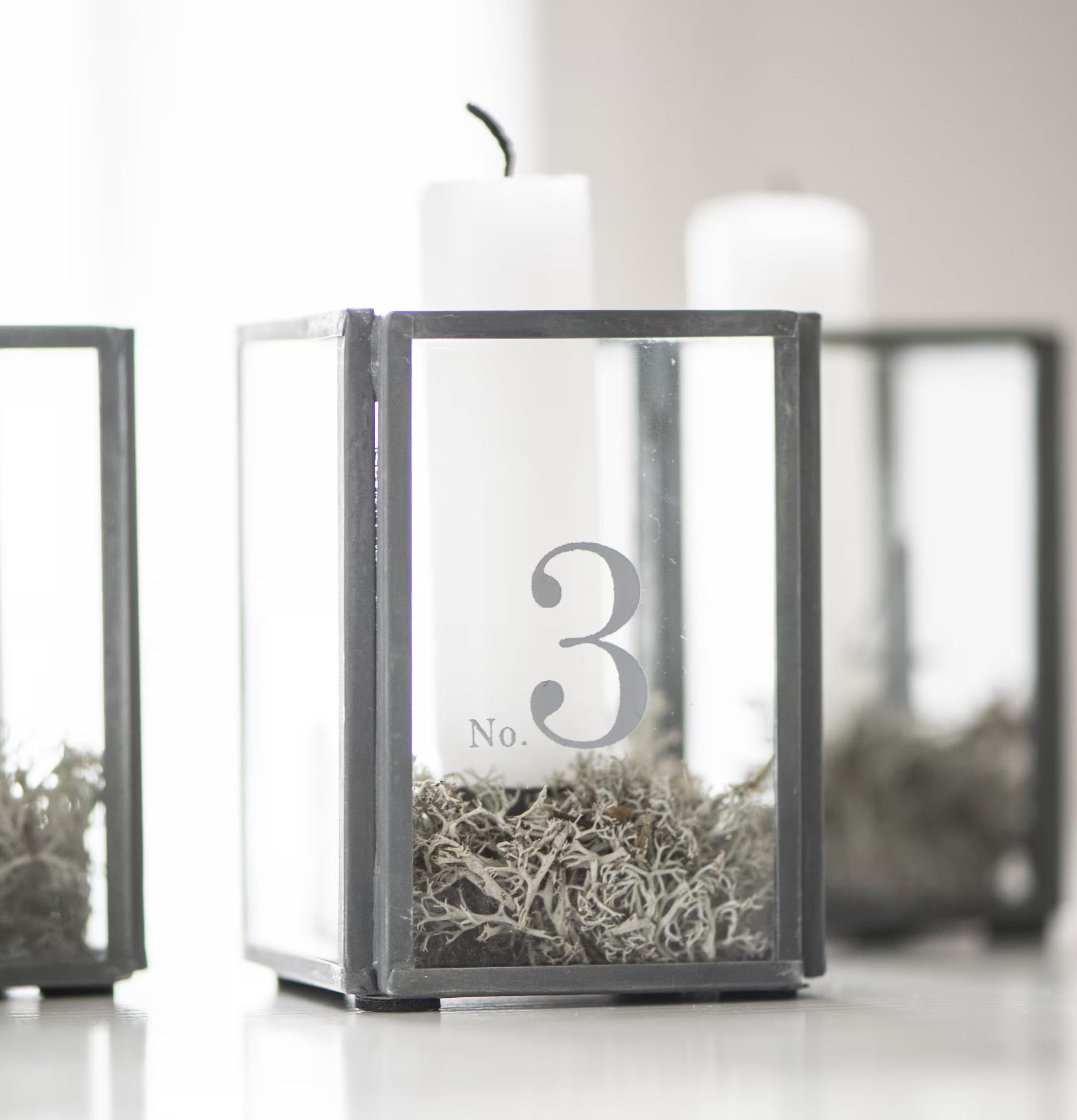 Adventsljusstake Zink från IB Laursen med mossa och glas