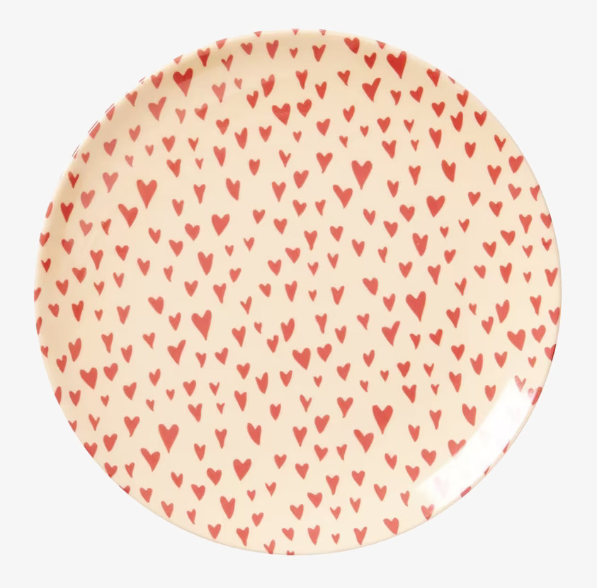 Desserttallrik X-Mas Hjärtan från Rice med röda hjärtan