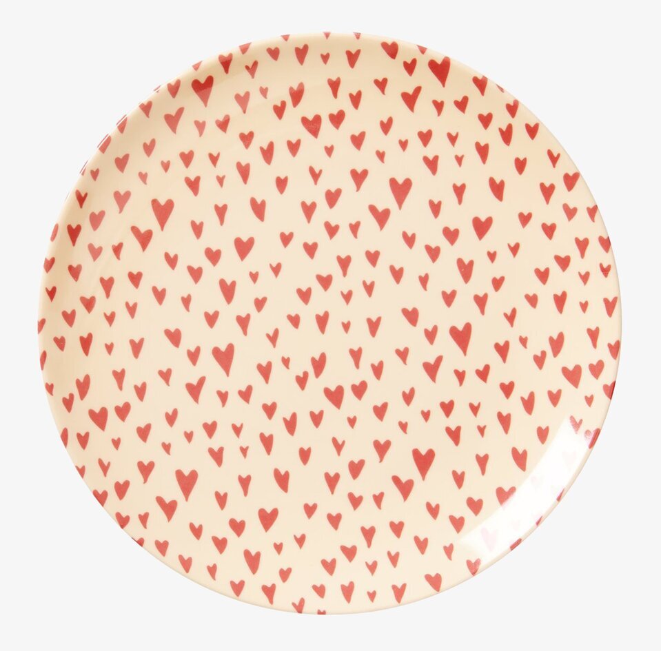 Desserttallrik X-Mas Hjärtan från Rice med röda hjärtan