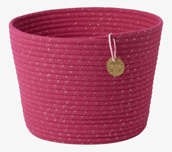 Förvaringskorg Fuchia Rice med skimrande trådar och logotyp