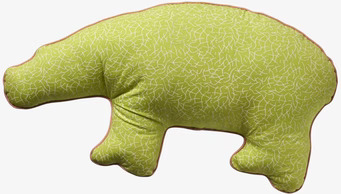 Kudde Digitalprint Flodhäst från Rice i grönt med vitt mönster