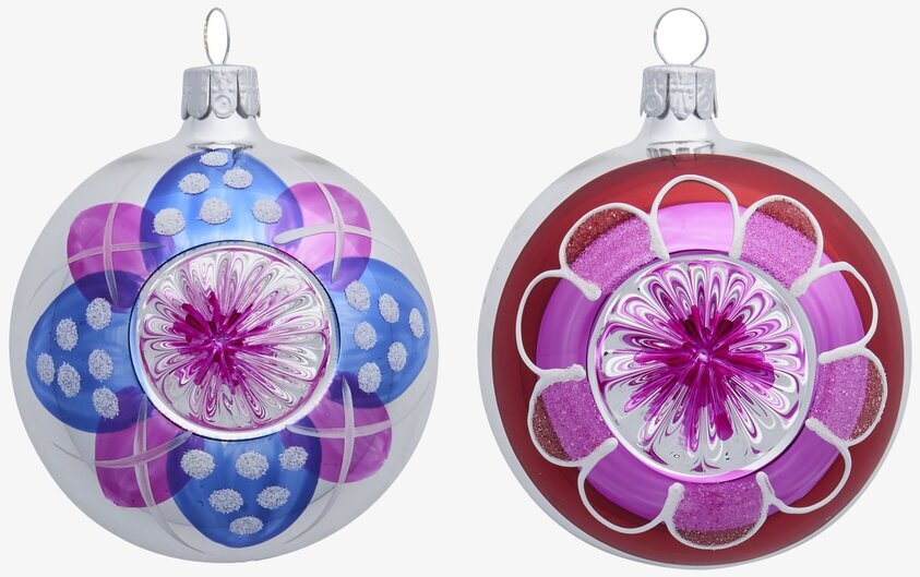 Julgranskula M Vintage Style från Rice i blått, lila och rött