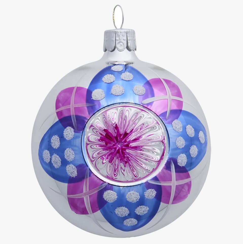 Julgranskula M Vintage Style från Rice med blå-lila mönster