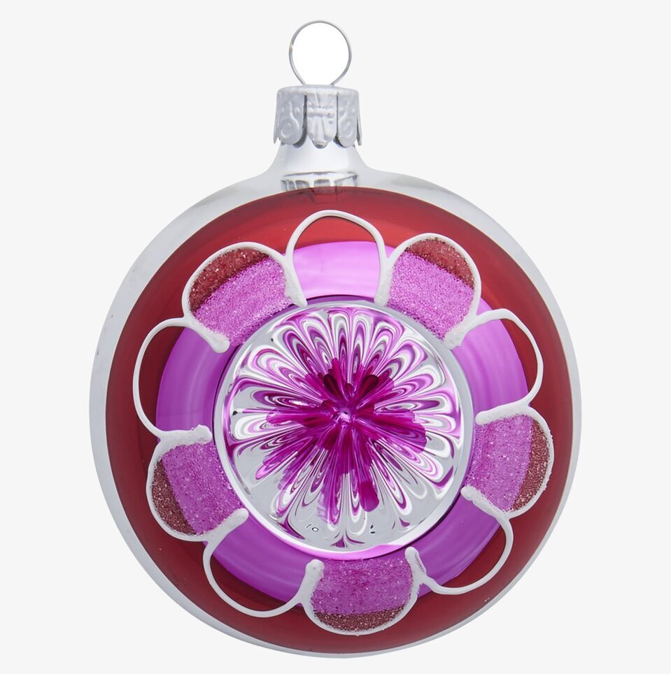 Julgranskula M Vintage Style från Rice med röd och lila design