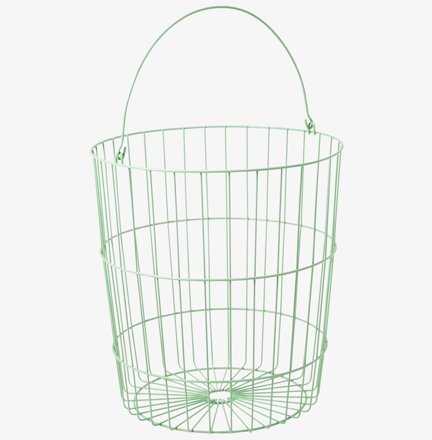 Trådkorg Jade från Rice i mintgrön metalltråd, med handtag