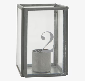 Adventsljusstake Zink från IB Laursen med kubform och glas