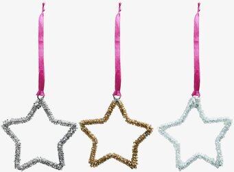 Juldekoration Stjärna från Rice, tre glittriga stjärnor
