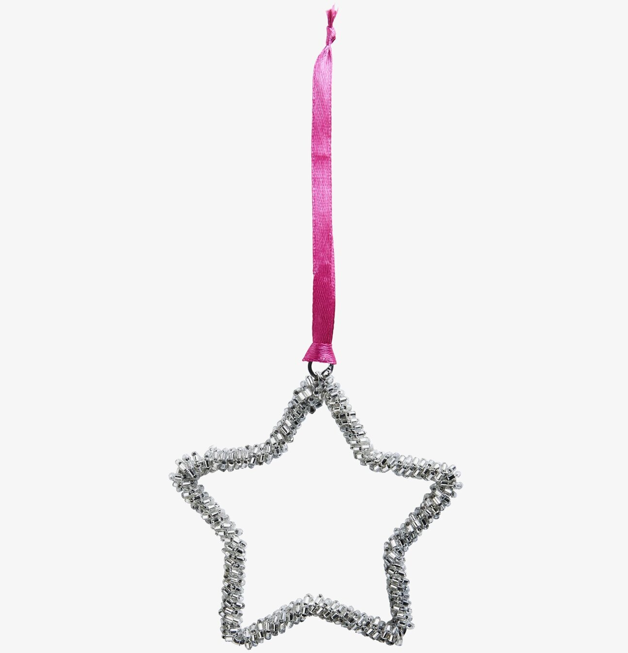 Juldekoration Stjärna från Rice med ljusrosa satinband