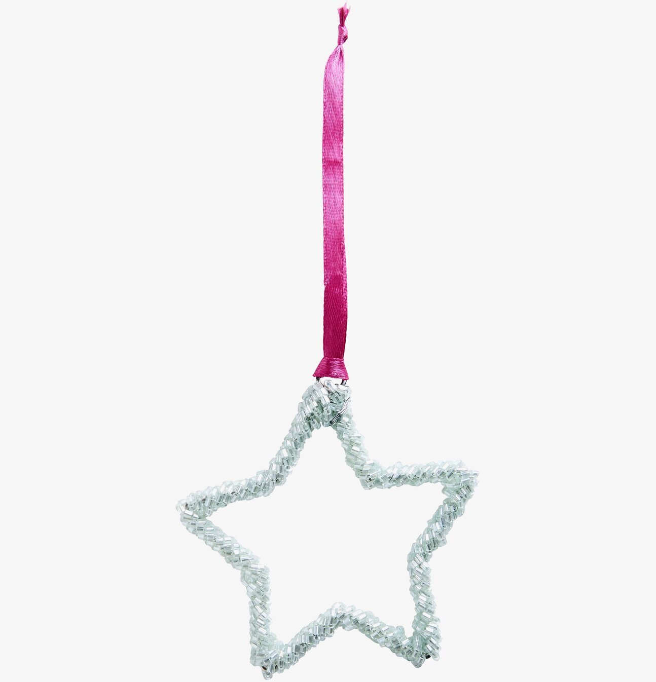 Juldekoration Stjärna från Rice med pärlor och rosa band