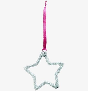 Juldekoration Stjärna från Rice med pärlor och rosa band