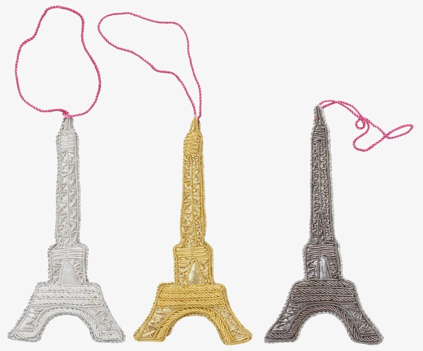 Rice Juldekoration Eiffeltorn i silver, guld och brons