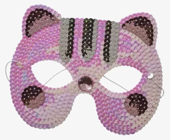 Paljettmask Katt Silver/Rosa från Rice med glittrande paljetter