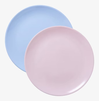 Pizzatallrik Melamin Blå från Rice, staplade, blå och rosa