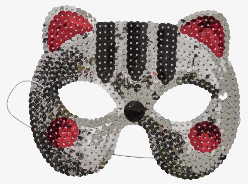 Paljettmask Katt Silver från Rice med glittrande paljetter