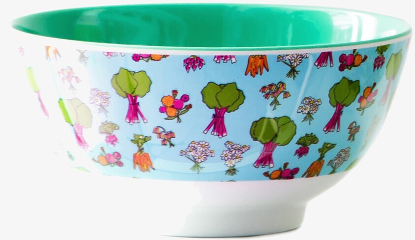 Skål Melamin Rabarber från Rice med färgglatt rabarbermönster