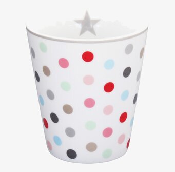 Happy Mugs - Dot White från Krasilnikoff med färgglada prickar