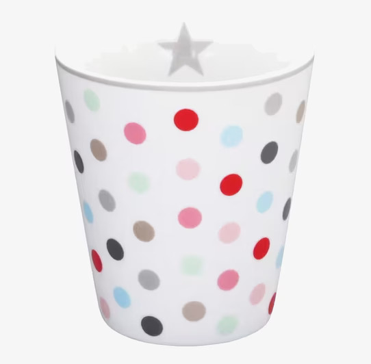 Happy Mugs - Dot White från Krasilnikoff med färgglada prickar