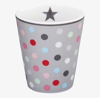Happy Mugs - Dot Grey från Krasilnikoff med färgglada prickar