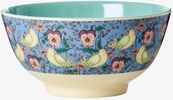 Skål Bird & Pansy Print från Rice med fåglar och penséer